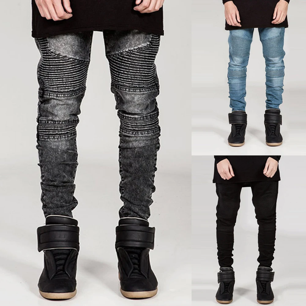 Black Motorcycle Biker Jeans Men Skinny Slim Fit Denim Pants Hip Hop Men Stretch Denim Jeans homme Pencil Pleated Jeans Trousers Black Motorcycle Biker Jeans Men Skinny Slim Fit Denim Pants Hip Hop Men Stretch Denim Jeans homme Pencil Pleated Jeans Trousers