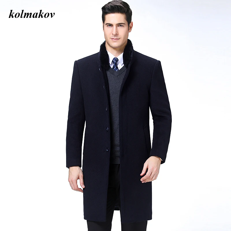 New Arrival Winter Style Men Boutique Woolen Coat High Quality Solid Detachable Fur Collar Wool Men's Long Trench Coat M-3XL New Arrival Winter Style Men Boutique Woolen Coat High Quality Solid Detachable Fur Collar Wool Men's Long Trench Coat M-3XL