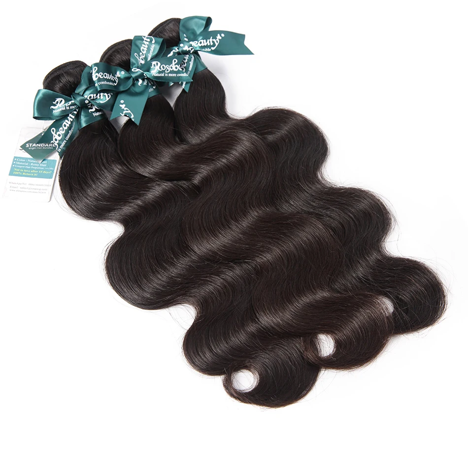 RosaBeauty Body Wave Brazilian Hair Weave Bundles 3 4 Bundles Natural Black Remy Human Hair Extension 8- 28 30 Inch Double Drawn RosaBeauty Body Wave Brazilian Hair Weave Bundles 3 4 Bundles Natural Black Remy Human Hair Extension 8- 28 30 Inch Double Drawn