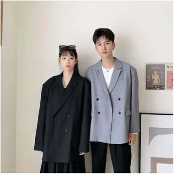 

Men's casual suit 2019 autumn and winter new loose lovers with solid color casual suits young people trend men's clothing