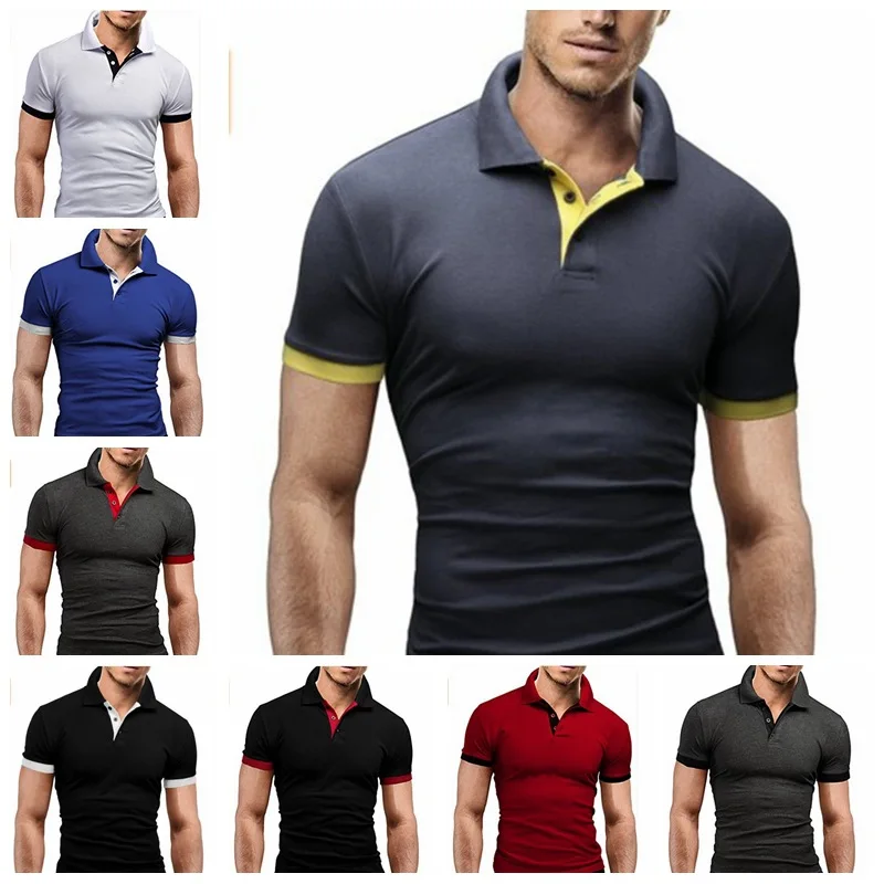 

2018 Spring And Summer Men Slim Fit Short-sleeved Polo Shirt Contrast Color Simple T-shirt Fashion MEN'S Wear Men's T-shirt