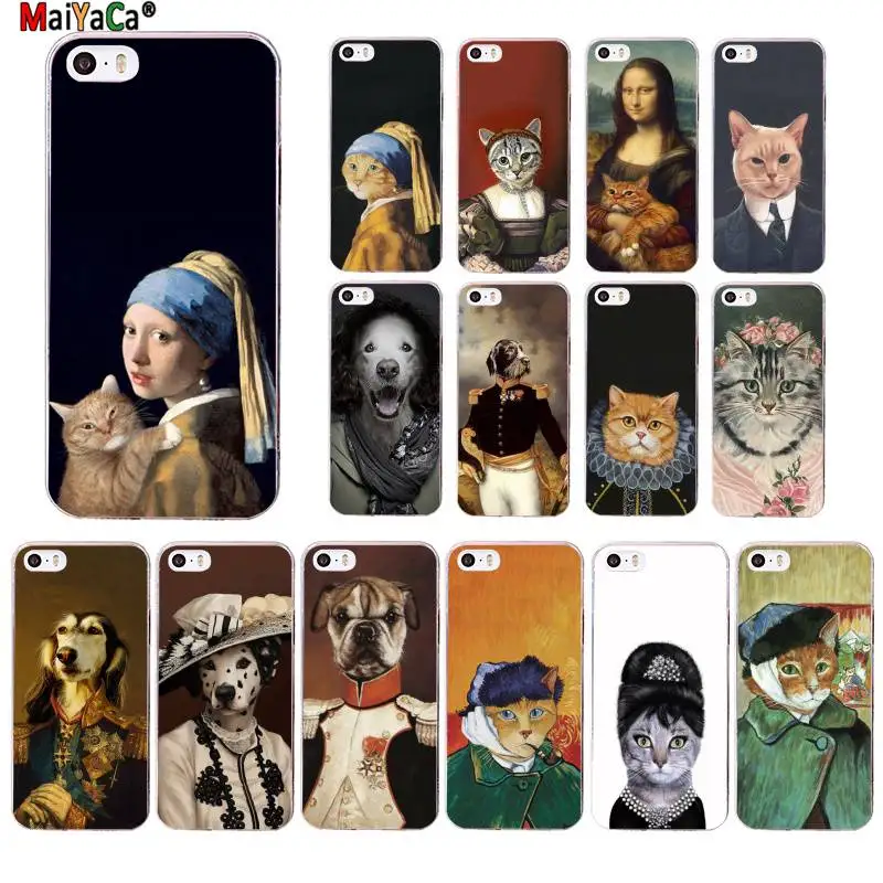 

MaiYaCa Italia Russian MonaLisa Art Love To His Fat Cat Dog Phone Case for iPhone 11 pro 8 7 6 6S Plus X XS MAX 5 5S SE XR