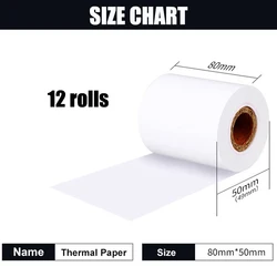 80 mmThermal Printer 80x50mm Receipt Paper 12 rolls POS Cash Register Roll for Supermarket Pos Machine Paper