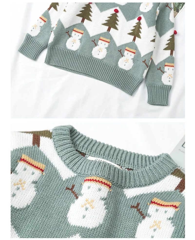 Family Matching Sweater Knitting Snowman Sweaters Christmas Tree Pullover Mom Daughter Son Warm Clothes Two Colors Outwear 2019_18.jpg_.webp