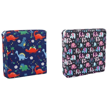

2x Children Increased Chair Pad Soft Adjustable Removable Baby Children Dining Cushion Chair Booster Blue & Black