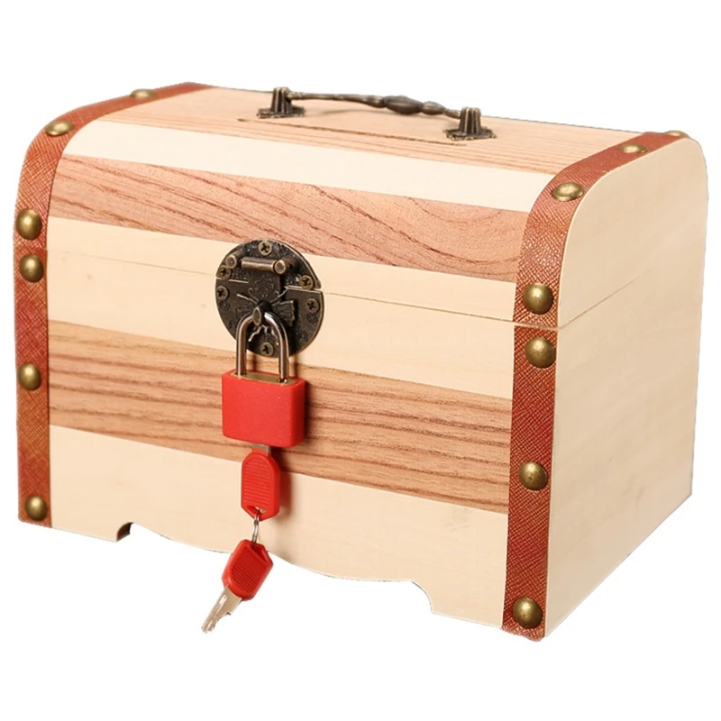 

Jewelry Wooden Treasure Piggy Bank Can Be Locked Storage Box Handmade Coin Storage Box