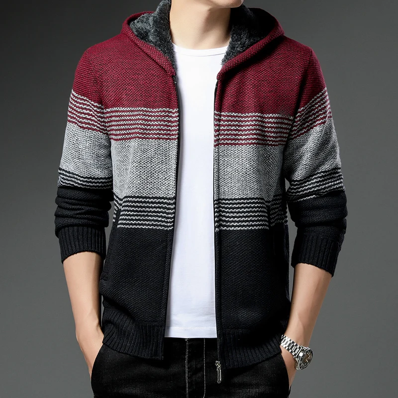 Cardigan Jacket Men Autumn Winter New In Loose Zipper Knit Coat Leisure Cashmere Thick Hombre Chenille Fleece Sweater