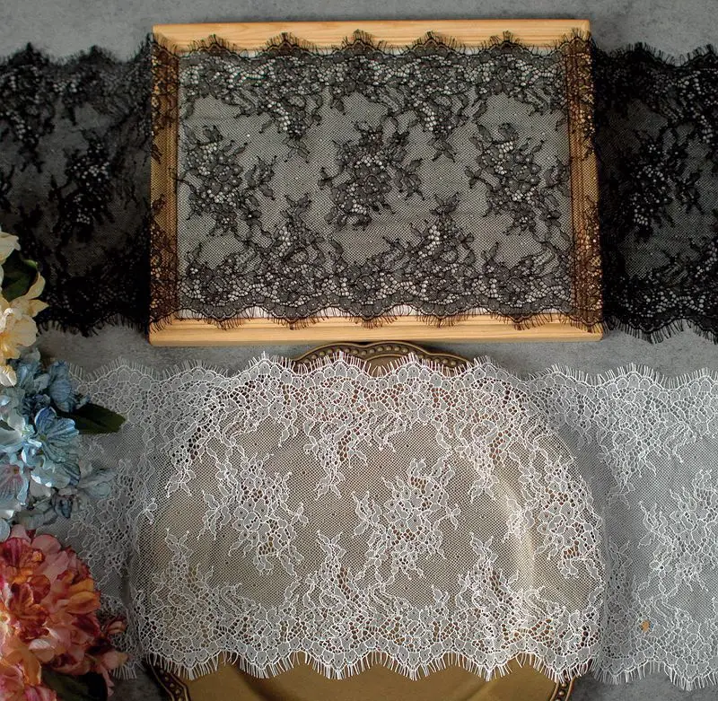 3Meter 20cm Wide Eyelash Lace Trim Fabric Flower DIY Crafts Wedding Dress Clothing Lngeire lace material Handmade lace fabric,lace sewing accessories,lace sewing supplies,lace accessories,lace garment accessories,lace decoration,clothing craft accessories