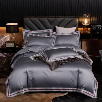 

King Queen Size 4Pcs Bedding set Duvet Cover Bedsheet Pillowcase 1000TC Egyptian Cotton Extra Soft Breathable Solid Color Hotel