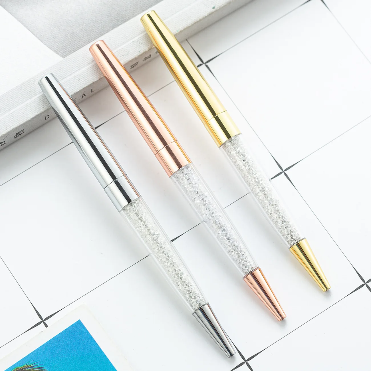 

Creative Crystal Broken Diamond Metal Ballpoint Pen School Office Stationery Student Writing Tool Friends Gift