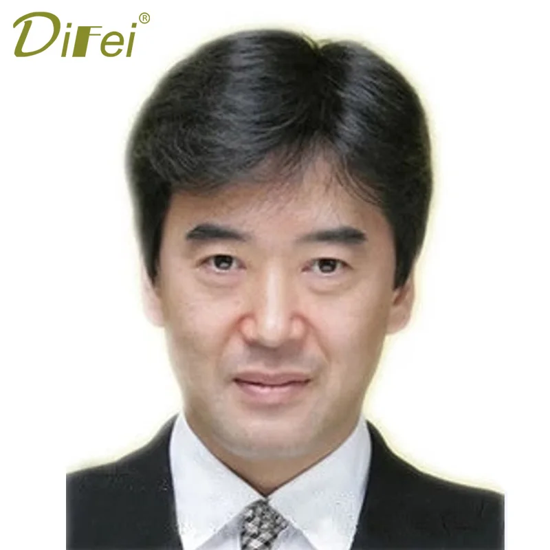 DIFEI 6-дюймовый для мужчин с ручным Плетеный парик короткие прямые волосы черного и коричневого цветов, для папы, мамы и дедушка из