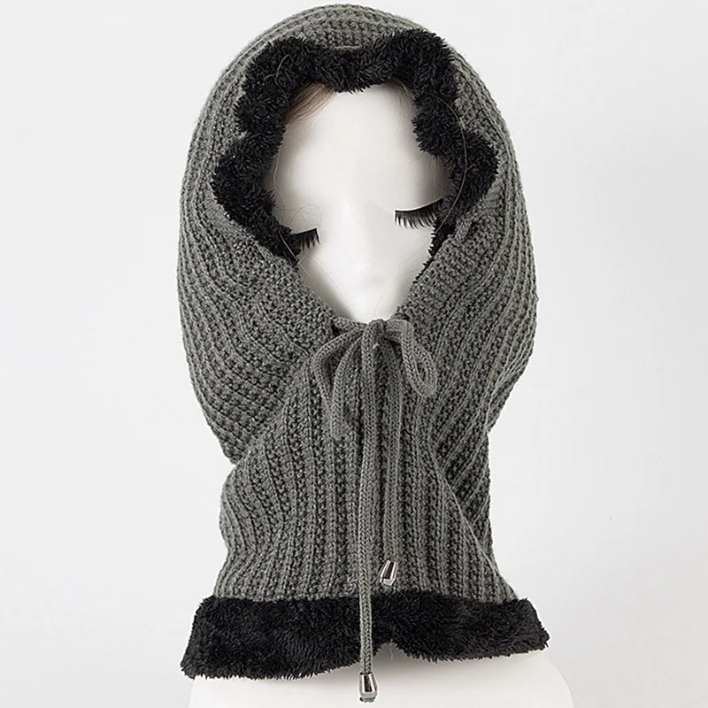 Женская вязаная шапочка-шарф, набор Skullies Beanies, Зимние головные уборы для мужчин и женщин, однотонная шапка, шапка
