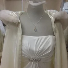 Популярные свадебные зимние накидки с капюшоном и меховой отделкой, Длинные свадебные жакеты-накидки, куртки с полым подолом: 175 см