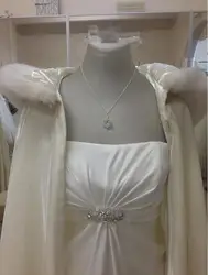 Популярные свадебные зимние накидки с капюшоном и меховой отделкой, Длинные свадебные жакеты-накидки, куртки с полым подолом: 175 см