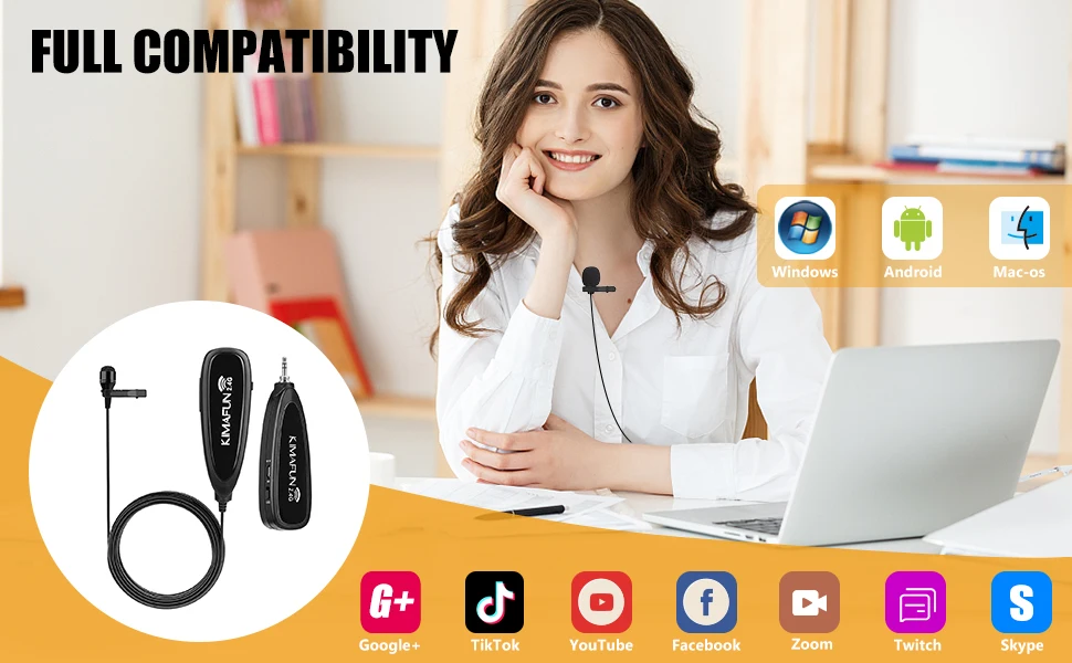 2.4G Wireless Lavalier Microphone,Portable Lapel Clip On Microphone System for iPhone,iPad,DSLR Camera,Recording,Youtube Video