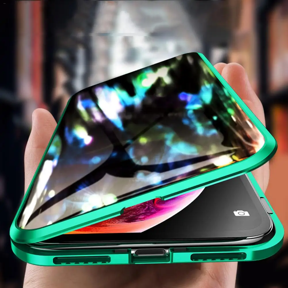 

360 Full Magnetic Protection Shell For IPhone Anti-Peep Case Metal Frame Double-Sided Tempered Glass For XS MAX 7 8 X XS XR