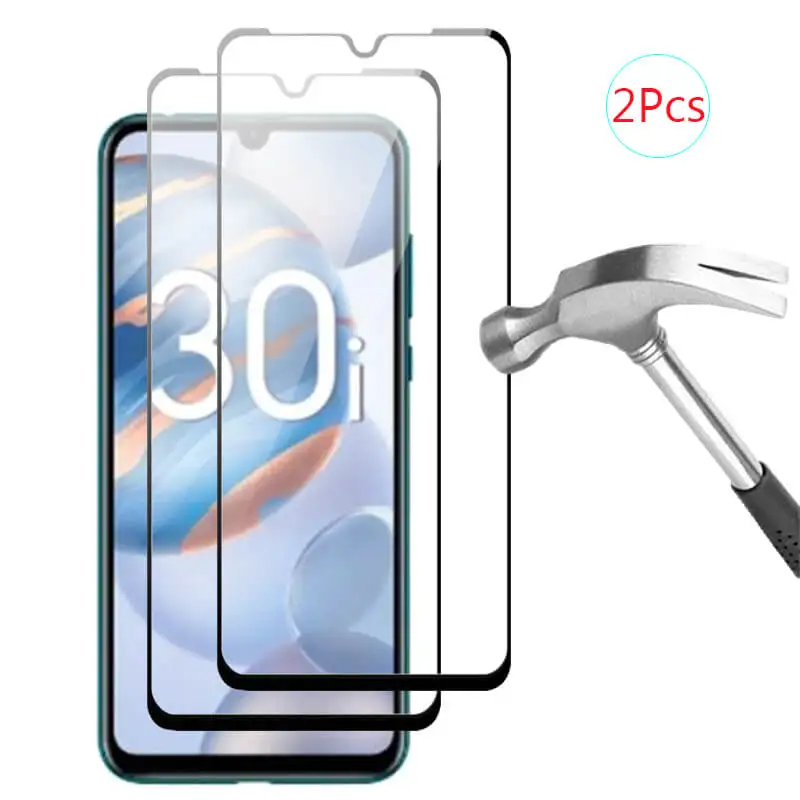 2 шт. полное покрытие Защитное стекло для Honor 30i закаленное Huawei Honer Защитная пленка