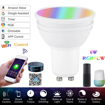 

RGB Bulb lamp RGBW LED GU10 LED Smart WiFi Light LED Spotlight 6W Wake-UpCompatible with Alexa Google Assistant
