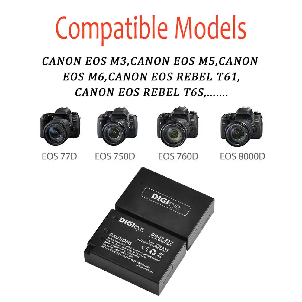 Kit de Bateria e Carregador para Canon Eos Rebel T7i T6i T6s Sl2 Eos m6 m5 m3 77d 750d 760d - Image 6