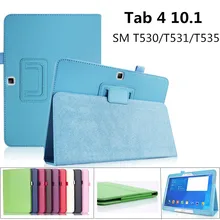Funda para Samsung Galaxy Tab 4 10,1 SM T530/T531/T535 Ultra delgada pu cuero soporte Protector Tablet funda envío gratis(China)