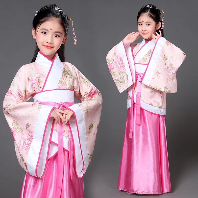 Goedkoop 2019 Echte Nieuwe Chinese Hanfu Disfraz kinderen Kostuum Tang Meisje Fairy vrouwen Prestaties Oude Prinses Hanfu Koninklijke Jurk