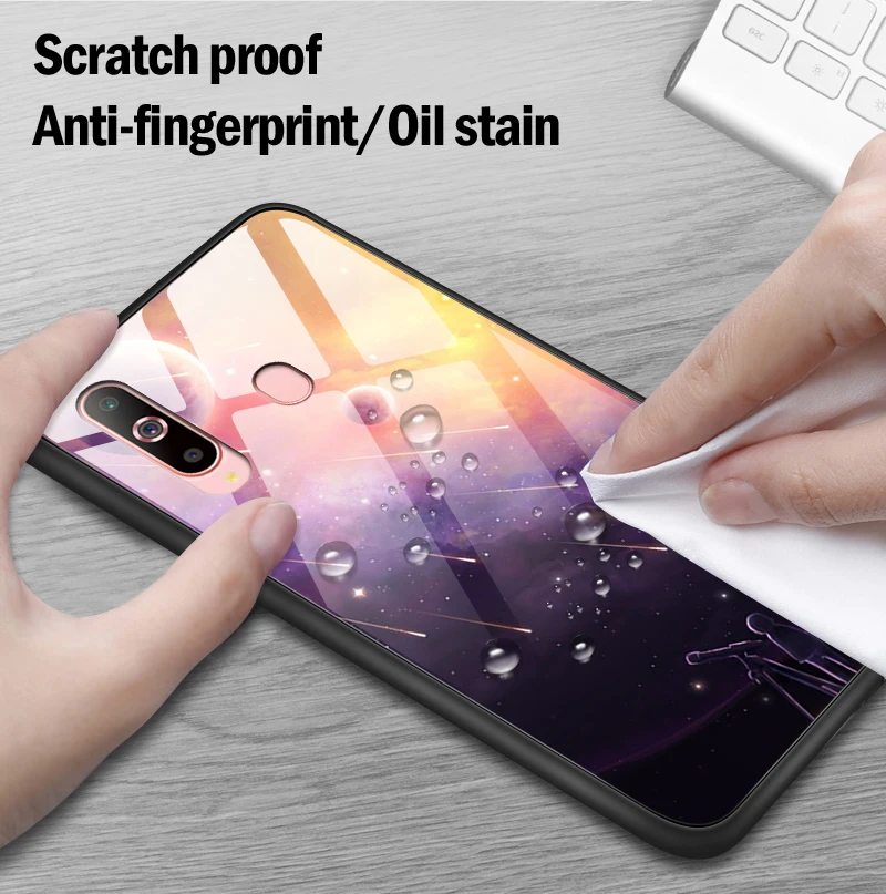 Заднее закаленное Стекло Крышка для samsung Galaxy A10 A30 A20 A40 A50 A6S A8S A70 A80 A90 чехол для телефона J4Plus M10 M20 M30 Note9 оболочки