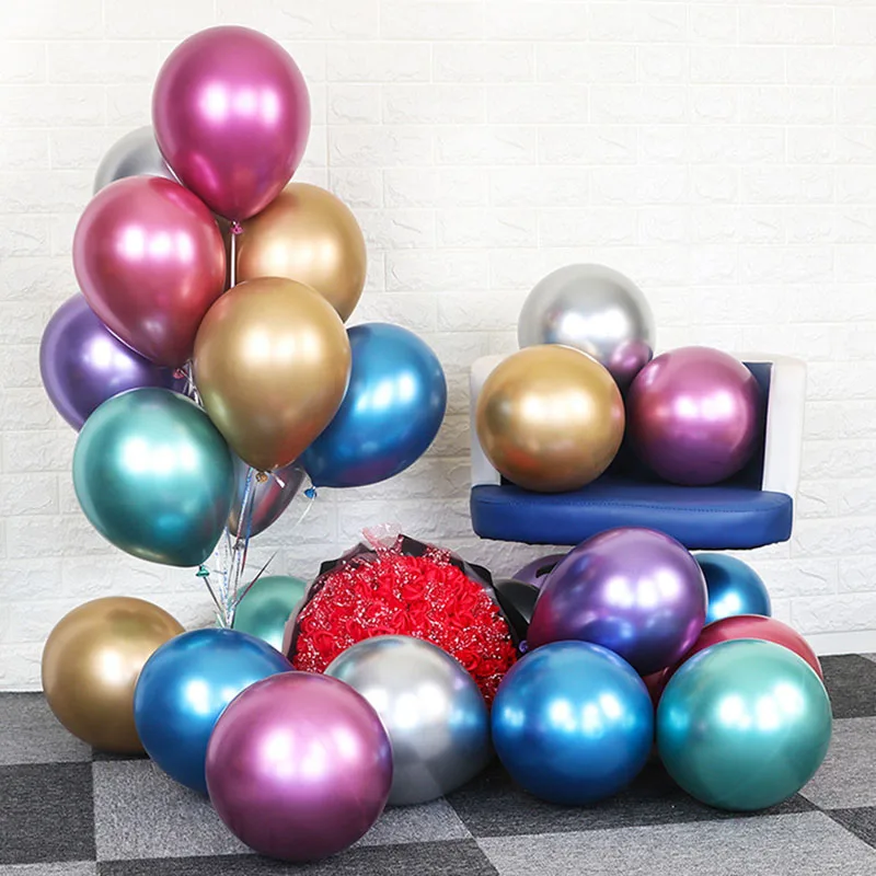

Glossy Metal Pearl Latex Balloons 50pcs 10 inch Thick Chrome Metallic Colors helium Air Balls Globos Baby Shower Birthday Party