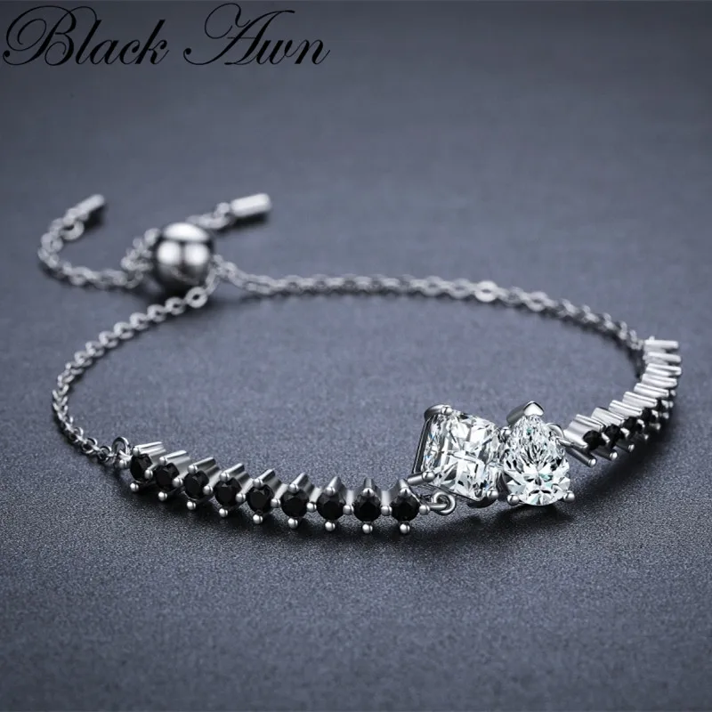 BLACK AWN 2021 Hot Heart Silver Color Charm Bracelet Women Wedding Jewelry S012