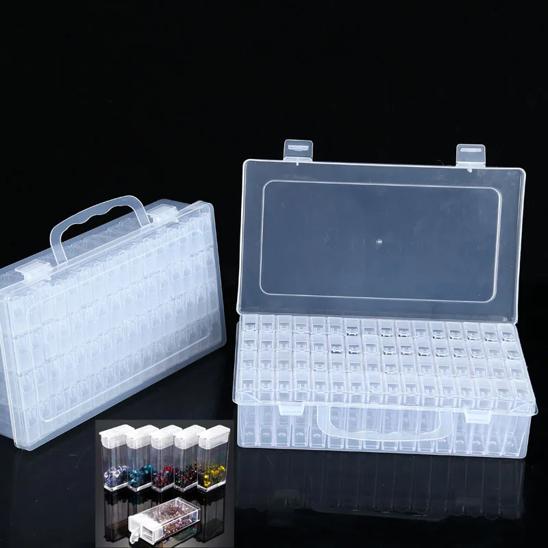 Diamond Painting Storage Box with 64 Grids Portable Bead Storage Container 5d Diamond Embroidery Accessories Tools