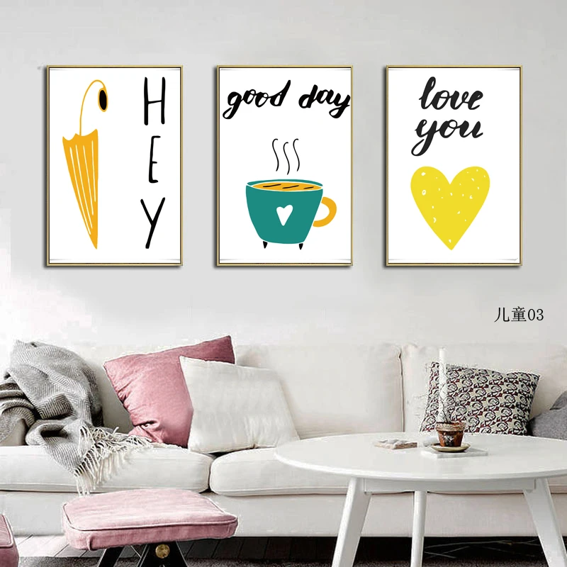 

Umbrella Coffee Love Text Decoration Living Room Wall Canvas Art Printing Poster Oil Painting Children Modern Colors