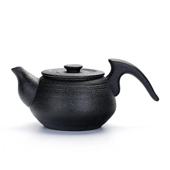 

Kungfu tea set black pottery Zen Japanese style ceremony teapot manual ceramic small teapot tea maker single pot teaware
