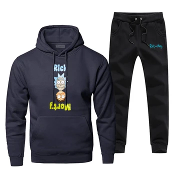 

Funny Rick And Morty Upside Down Hoodies+pants 2pcs Sets Men Fashion Sweatshirt Hip Hop Sportswear Fleece Streetwear Sweatpants