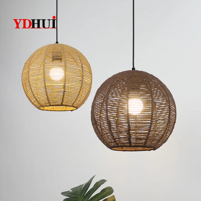 Плетеная бамбуковая люстра из ротанга пасторальный ресторанный бар горячая