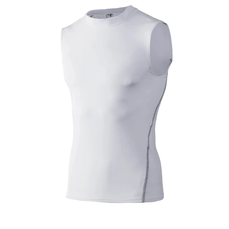Логотип на заказ быстросохнущие для бега, кроссфита Беговая футболка тренировочный топ для тренировок без рукавов Фитнес-Колготки для мужчин спортивная одежда для спортзала - Цвет: white