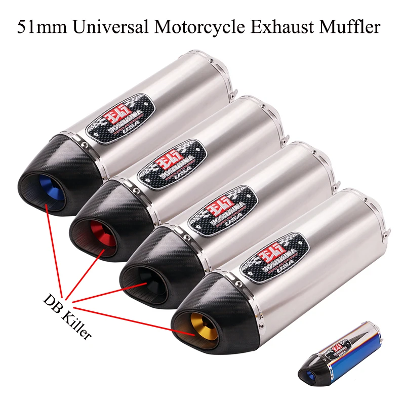 51 мм Универсальный мото rcycle выхлопная yoshimura выхлопная труба escape moto углеродное волокно с дБ убийца глушитель для R1 R6 Z900 KTM390