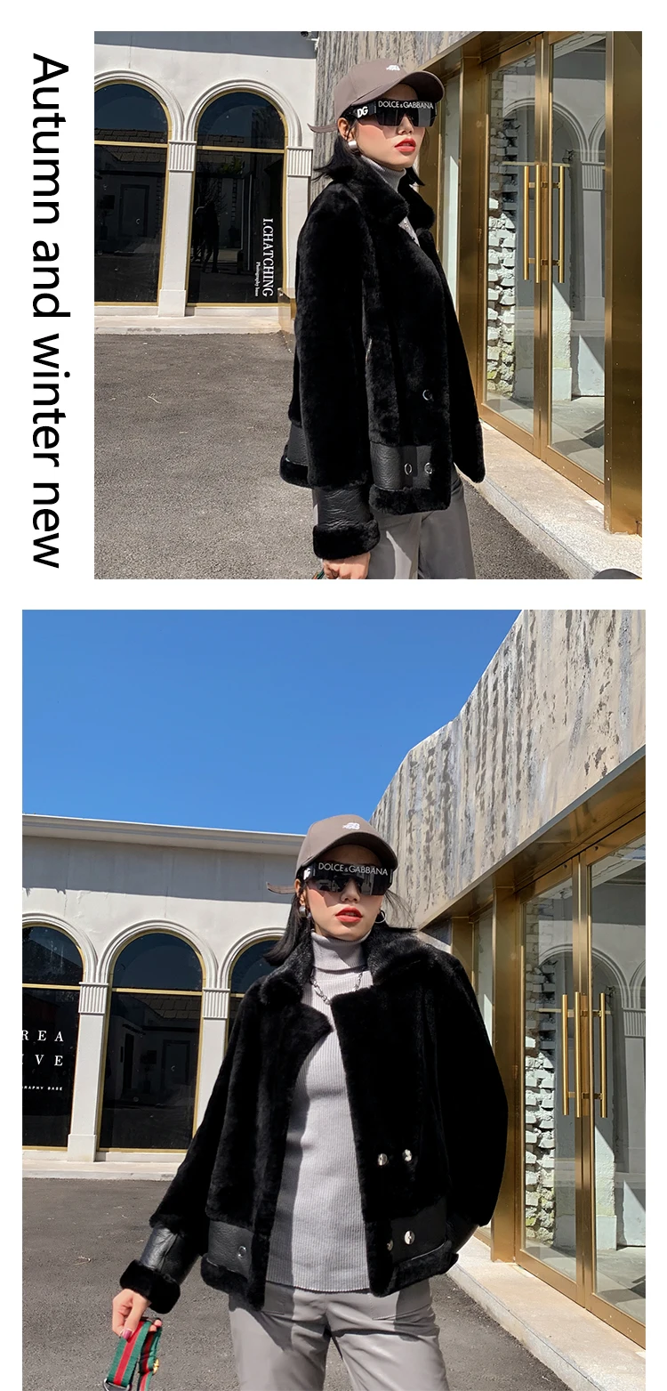 Двустороннее меховое пальто Highstreet Minik, шуба с зубчатым вырезом, двубортная Меховая куртка Mot, женская зимняя повседневная Толстая теплая верхняя одежда