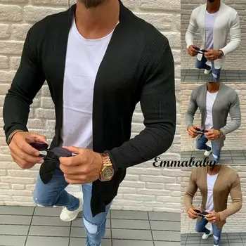 

Men's Knit Jacket Cardigan Slim Fit Knitted Sweater Solid Long Sleeve Male Winter Fashion Casual Knitwear Coat Jacket