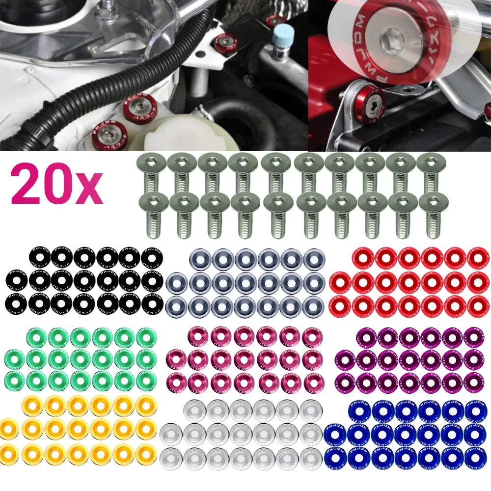 20pcs M6 JDM Car Modified Hex Fasteners Fender Washer Bumper Engine Concave Screws Car-styling | Автомобили и мотоциклы