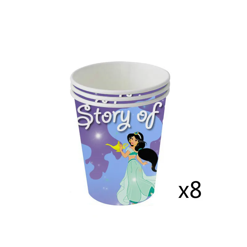 Принцесса Жасмин День Рождения украшения для баннеров Alladdin тема сувениры бумажные чашки - Цвет: cups