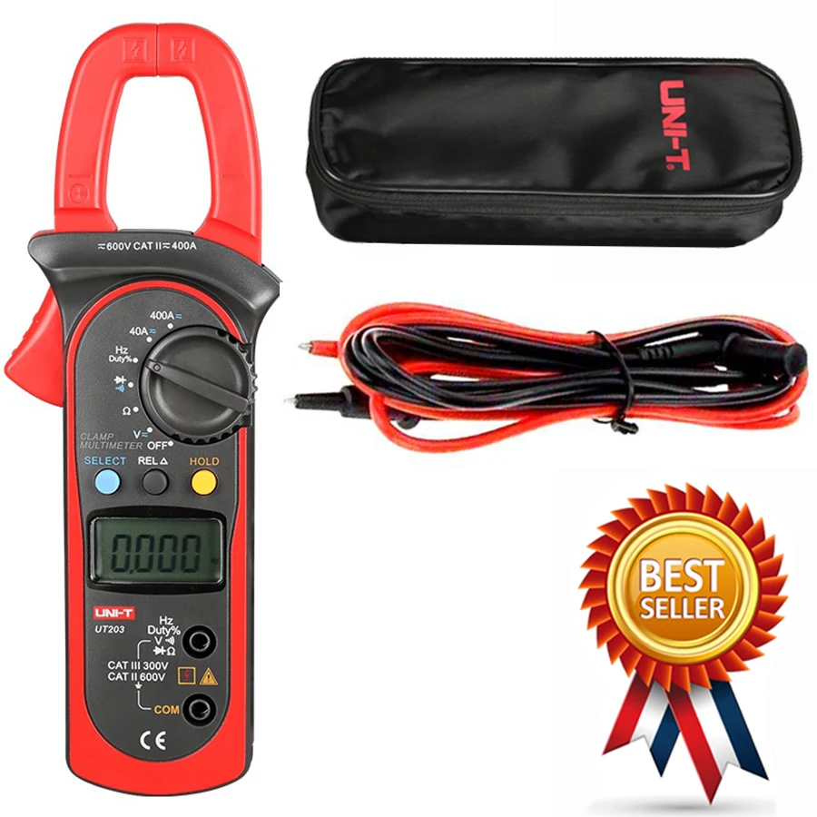 

UNI-T UT203 400A AC DC Digital Clamp Meter Resistance,Frequency Test Duty Cycle Relative Measurement Digital Hold Auto New