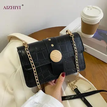 

Retro Stone Pattern Messenger Bag Women PU Leather Portable Rivet Flap Shoulder Crossbody Pouch