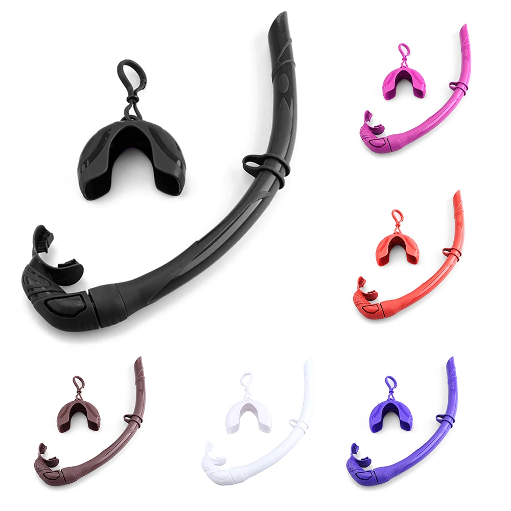 Tubo de Snorkel plegable de silicona con estuche de almacenamiento compacto, para mujeres y hombres, tubo de respiración húmeda enrolladas para esnórquel