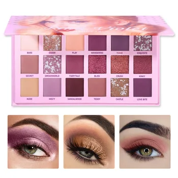 

18 Colors Romantic Violet Eyeshadow Palette Waterproof Easy To Color Matte Shimmer Eye Shadow High Pigment Powder Cosmetics