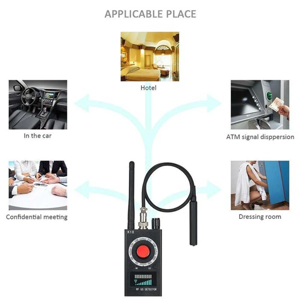 K18 Detector Camera GPS Signal Lens RF Tracker  GSM Audio Bug Finder Detect  Multi-function Wireless Products 1MHz-6.5GHz r60