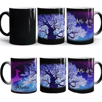 

Dropshipping 1Pcs New 350ml European And American Style Color Changing Mugs Ceramic Coffee Milk Cups Cold Water Color Change Mug