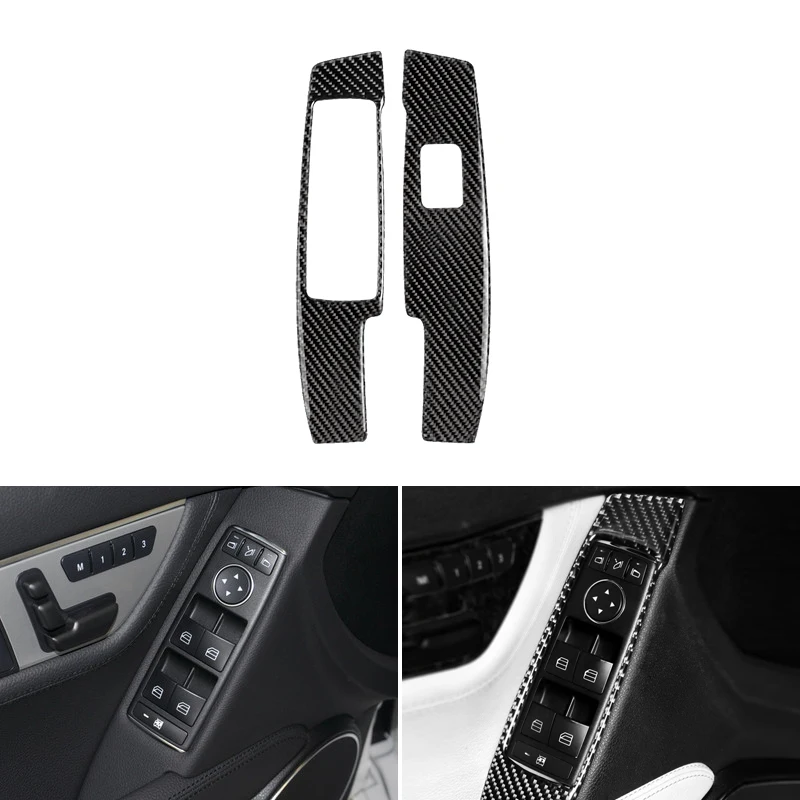 Real Carbon Fiber Car Door Handle Armrest Panel Window Lift Switch Button Cover Trim For Mercedes Benz C Class W204 2007 - 2013 |