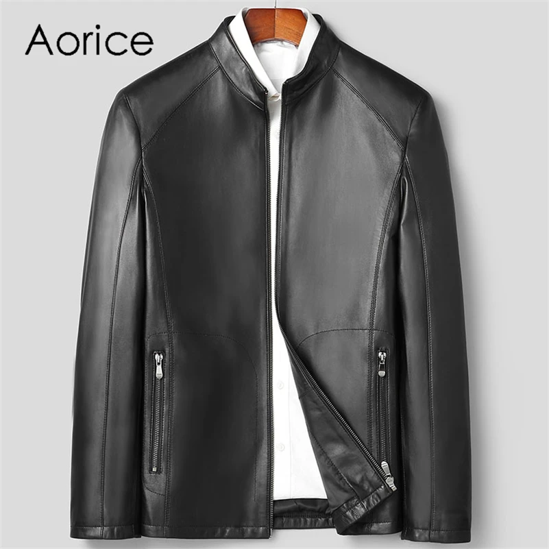 Aorice Men Genuine Sheep Skin Leather Jacket Coat Male Brand New Real ...