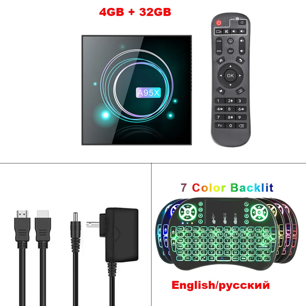 Android 9,0 tv Box A95X F3 Slim Amlogic S905X3 4G 32G/64G 8K HD Dual wifi Поддержка Plex медиа сервер Netflix - Цвет: 4G 32G Add i8