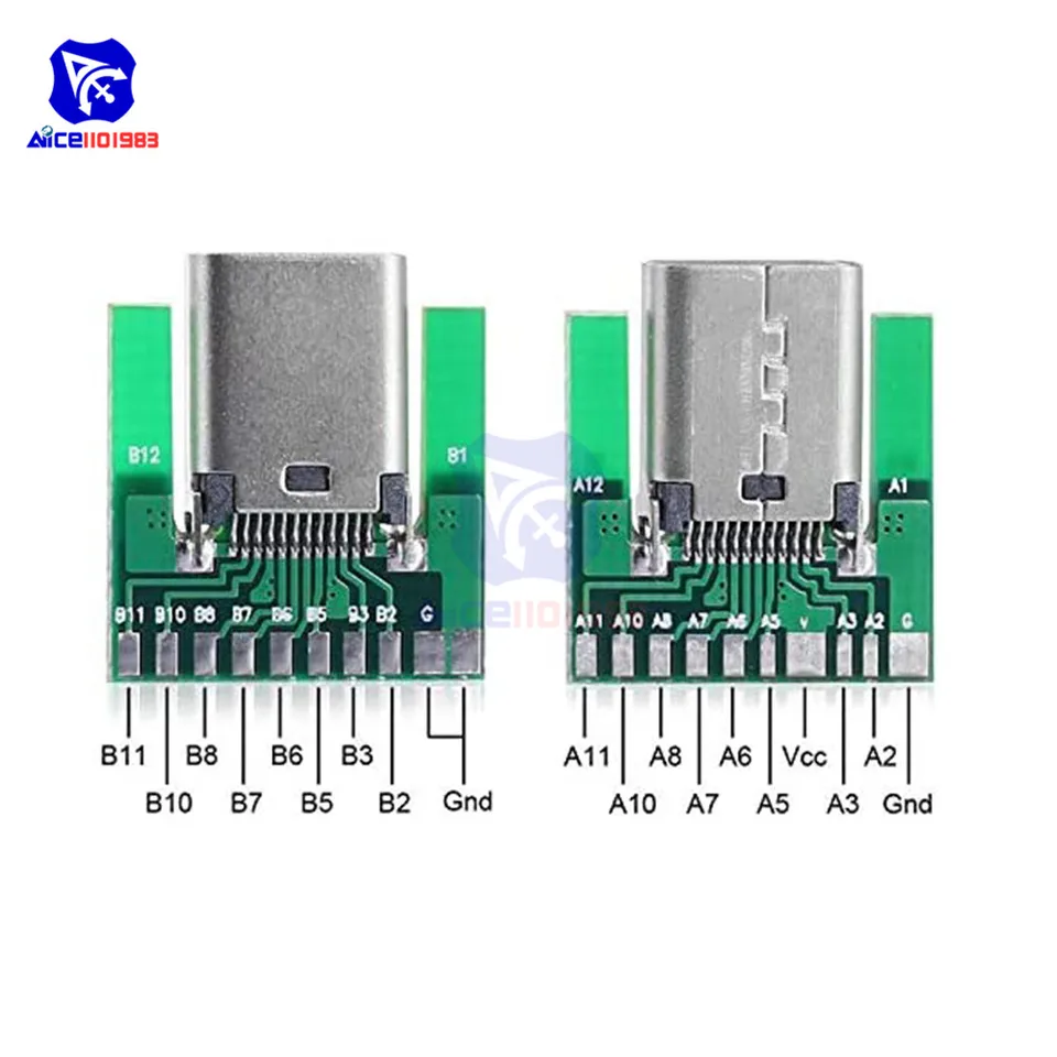 Cablecc DIY OEM 2sets/lot 24pin Connecteur Prise USB Type C USB-C Mâle