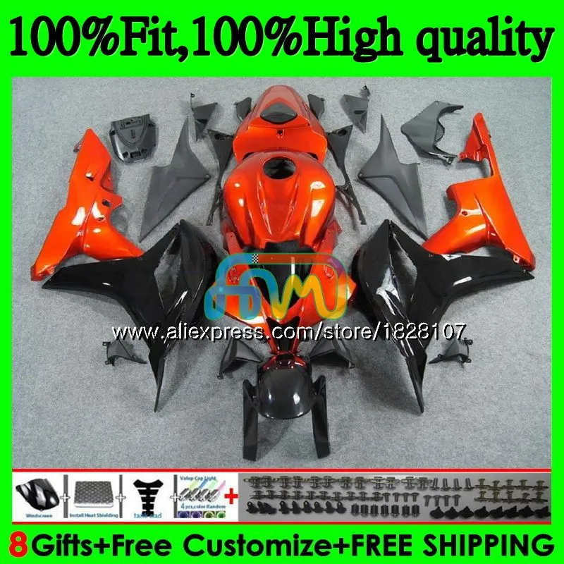 Orange black Injection For HONDA CBR600 CBR 600 RR CC 600RR 600F5 F5 07 08 60BS.19 CBR600RR CBR600F5 600CC 2007 2008 OEM Fairing |